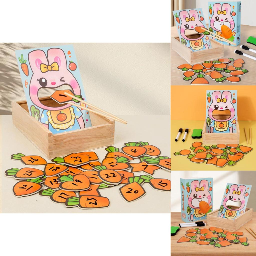 Wooden Feeding Carrots Rabbits Game Children Puzzle Toys For Fine Motor Training And Shape Recognition
