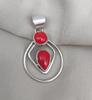 Red Coral Pendant: Two-Stone 925 Sterling Silver Boho Necklace