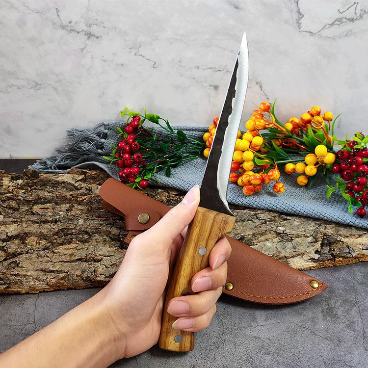 Forged Stainless Steel Boning Knife Wooden Handle Butcher Knife Kitchen Meat Cleaver Kitchen Knife