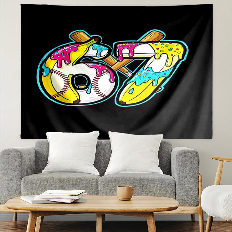 Summer Ice Cream Number 67 Tapestry Hanging for Bedroom,Livingroom, Playroom,Decor Art Room Wall Tapestry Holiday and Birthday Gifts