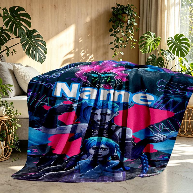 Custom Name Personalized Jinx Print Blanket, Home Decor, Bedroom, Sofa, Camping, Couch, Gifts for Birthday Christmas