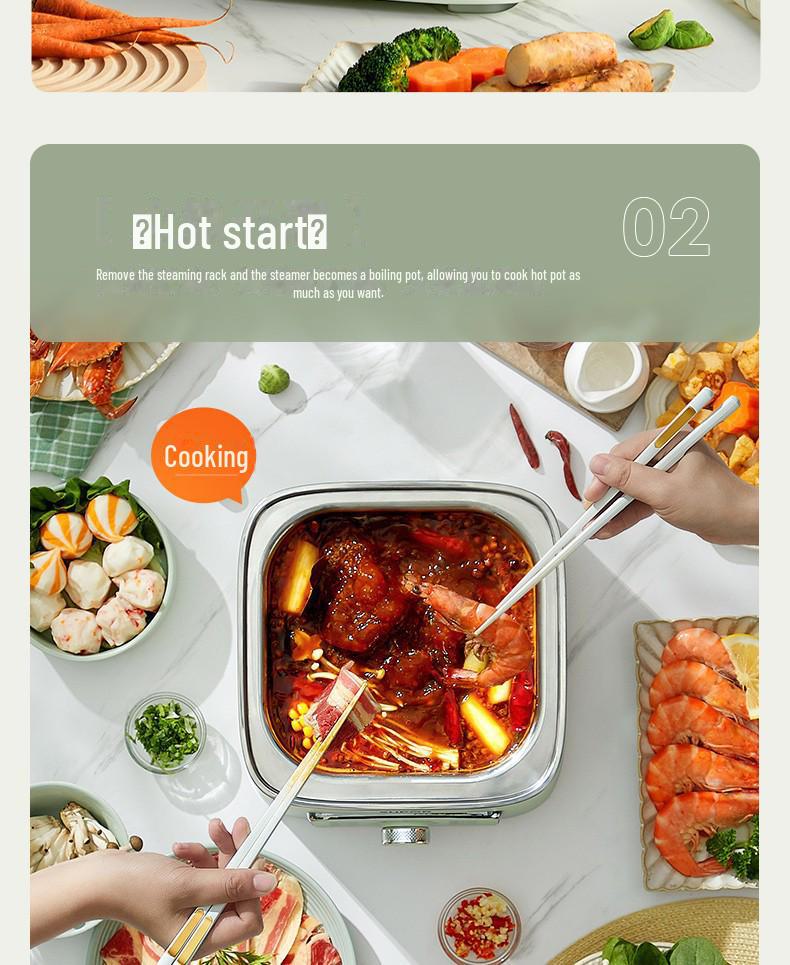 Трехуровневая электрическая пароварка Supor ZN23FK930 из нержавеющей стали с видимой решеткой и большой вместимостью.