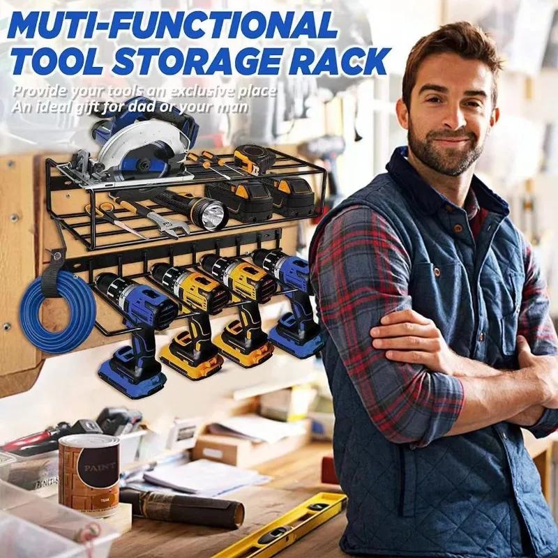 Стойка-органайзер для ручного электроинструмента, настенная плавающая полка для инструментов, держатели для электрических дрелей, прочная для мастерской, гаража