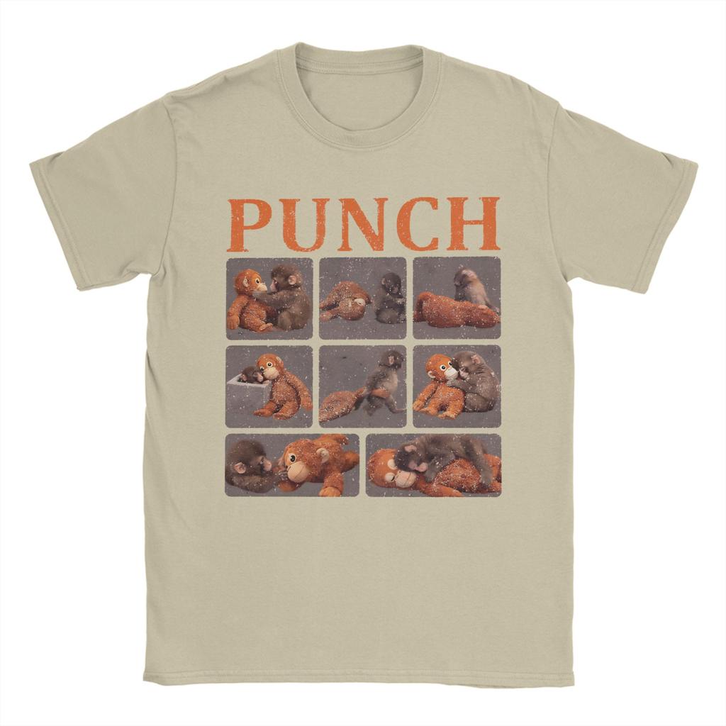 Men TShirts Punch Monkey Funny Animal Amazing Pure Cotton Tees Short Sleeve T Shirts O Neck Clothing 6XL