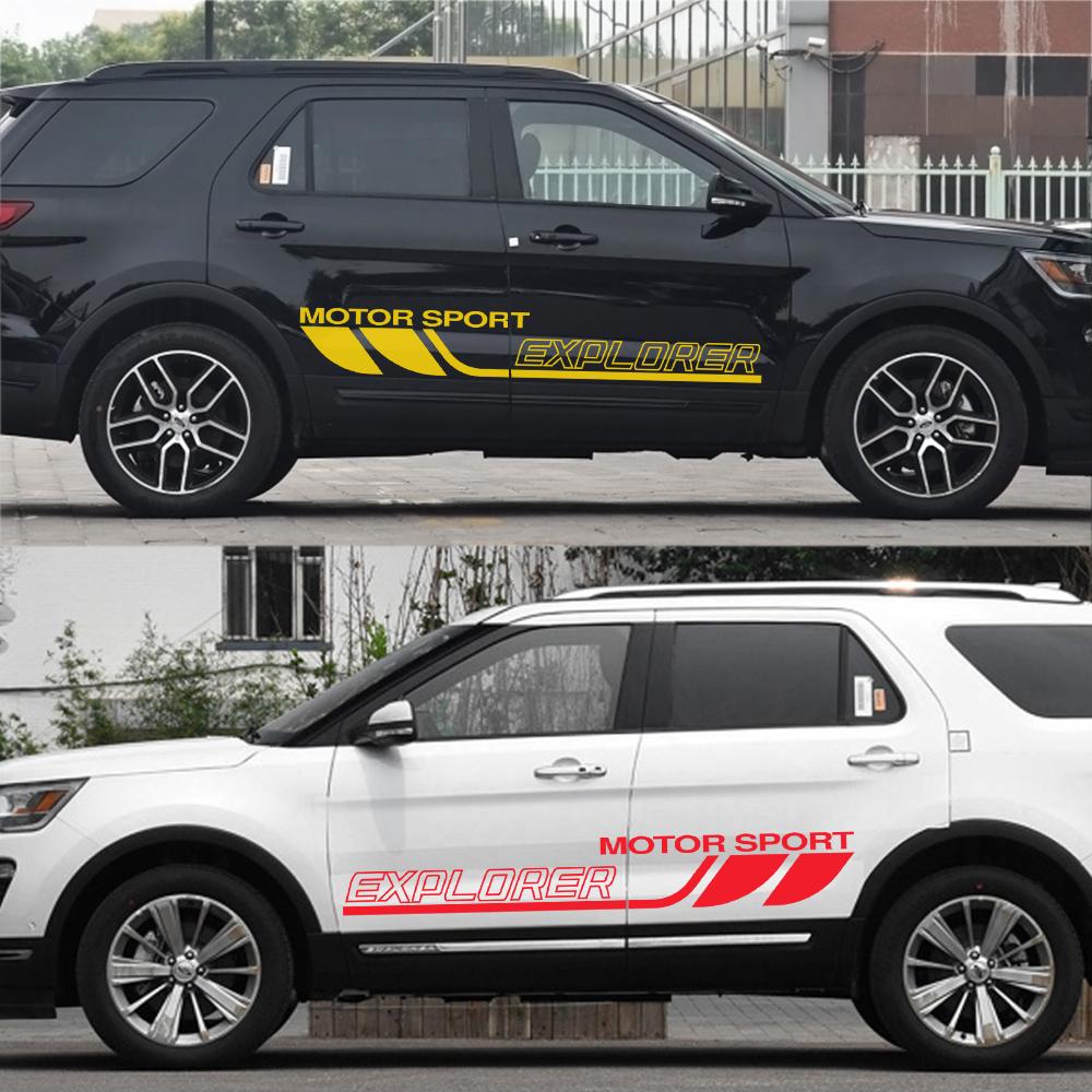 Для Ford Explorer 2 шт. гоночный автомобиль стильные боковые наклейки на дверь авто виниловая пленка наклейка тюнинг