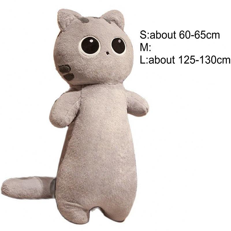 Kawaii Siamese Cat Plush Toy Long Oblong Orange Black Kitten Cats Nap Sleep Pillow For Kids School Home Bed Decor Hug Cushion