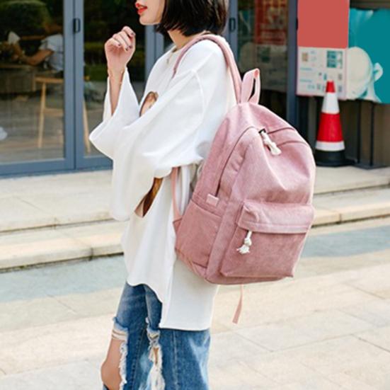 Однотонный вельветовый рюкзак, противокражный тренировочный рюкзак с регулируемыми лямками, большой вместимости