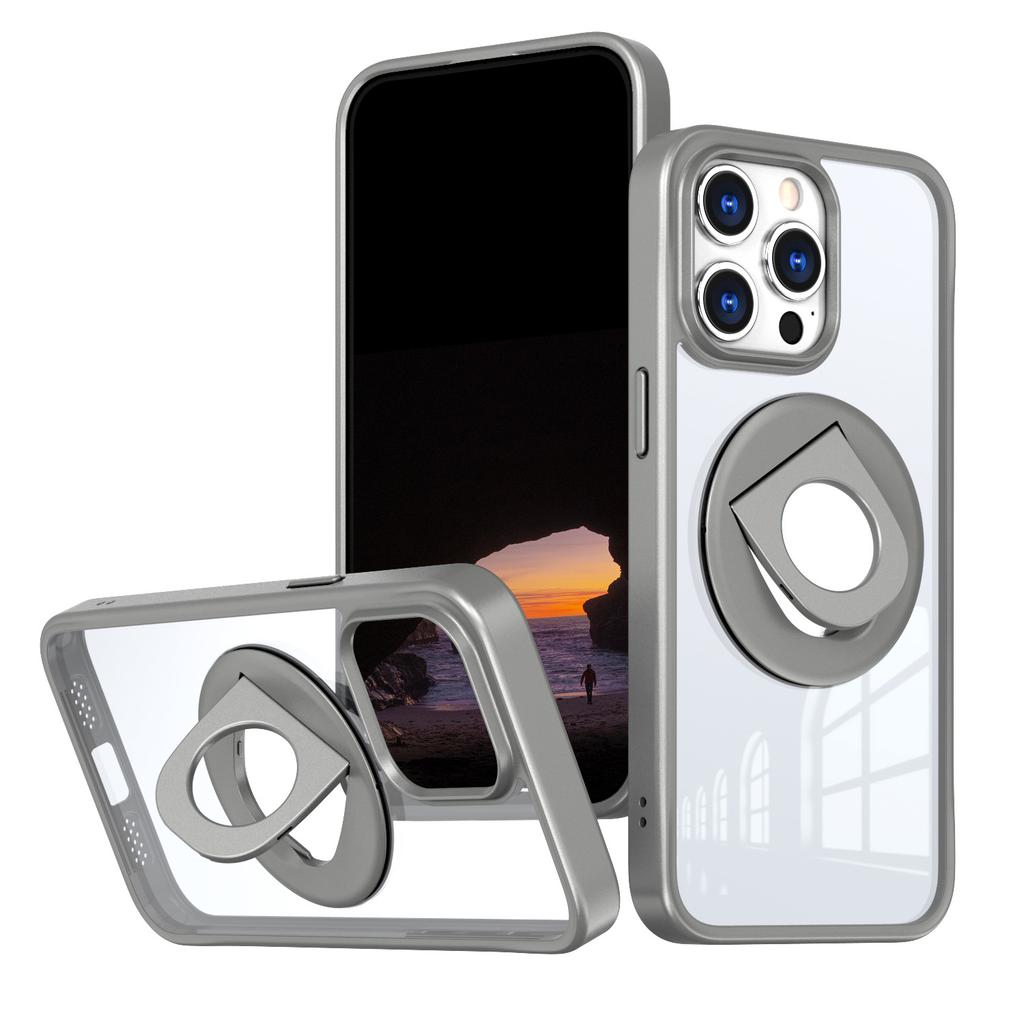 For IPhone 14/15/16 Pro Phone Case Ring Rotating Bracket for Apple 16 Plus Magnetic Transparent Case