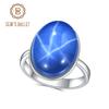 Gb Stunning Gemstone Cocktail Ring Ov 12x16mm Lab Blue Lindy Star Sapphire Rings In 925 Sterling Silver Gift For Her