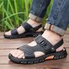 Сандалии из коровьей кожи первого слоя летние новые мужские на платформе нескользящая обувь для вождения для среднего возраста крутые шлепанцы 2025