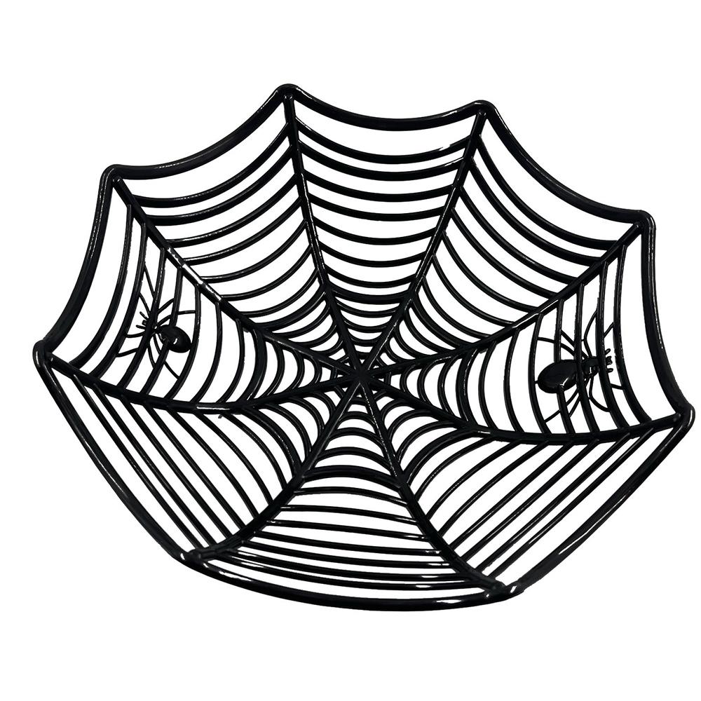 Halloween Black Candy Basket Spider Web Bowl Biscuit Packaging Fruit Plate Trick or Treat Decoration