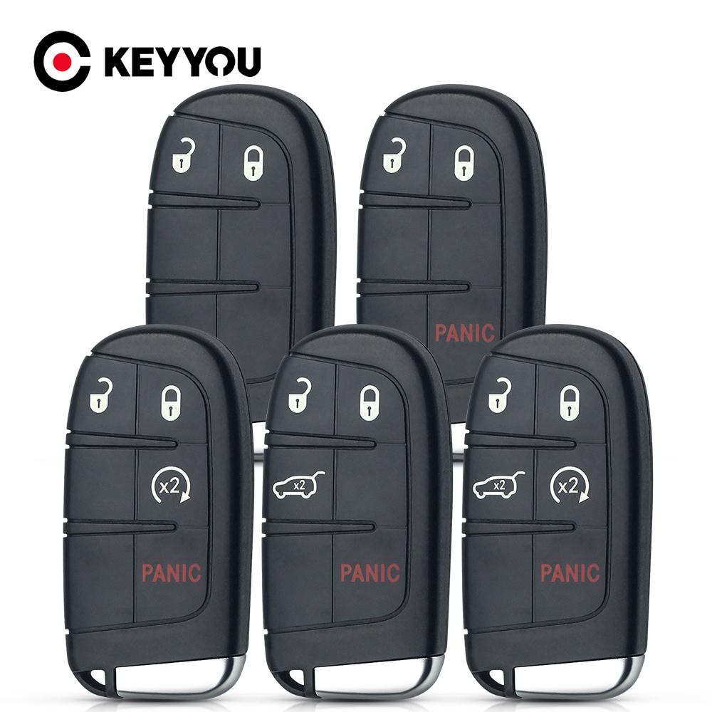KEYYOU 2/3/4/5BTN Car Smart Key Case Shell For Jeep Grand Cherokee Dodge Ram 1500 Journey Charger Dart Challenger Durango AMZ1