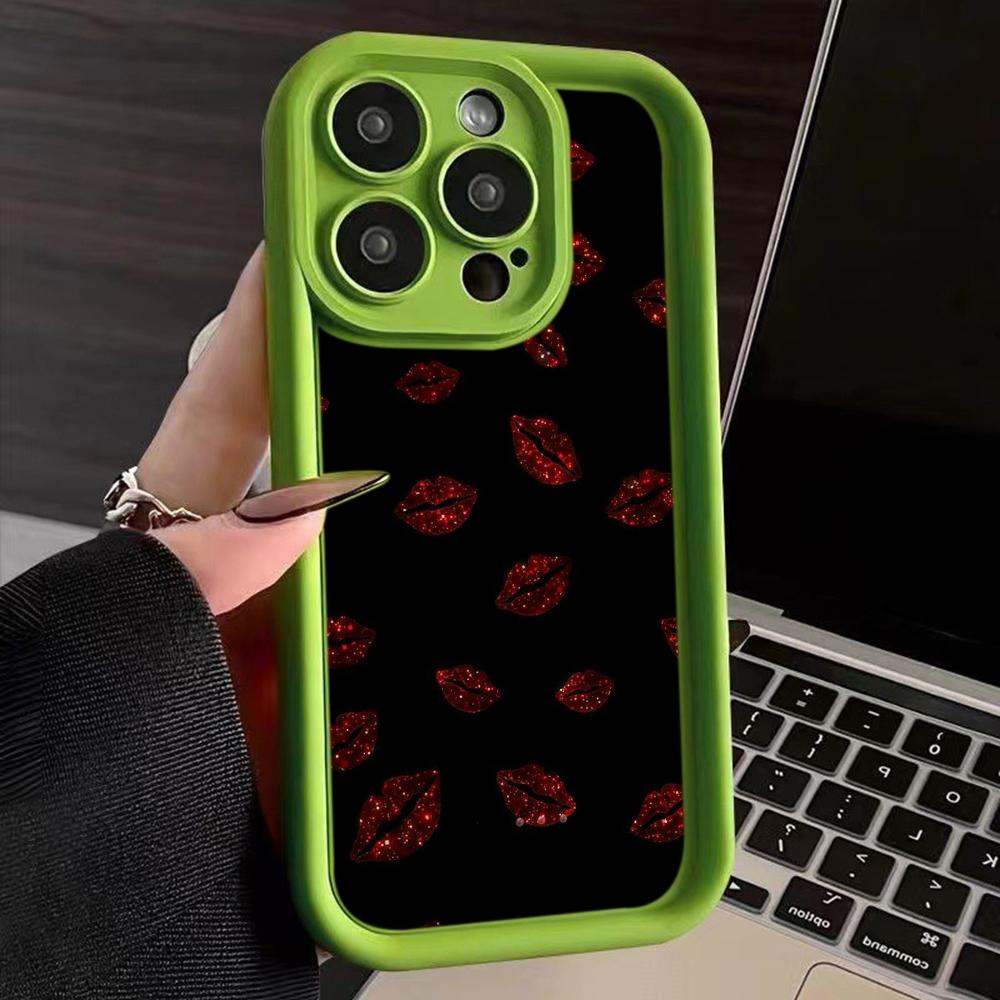 LZ23 Lips Kiss Heart Design Art Silicone Phone Case for iPhone 11 13 14 15 16 Pro Max 7 8 16 Plus 12 Mini XS Max XR Shockproof Back Cover