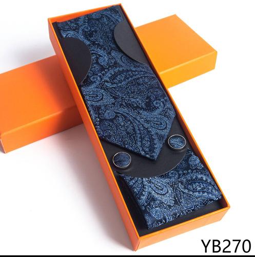 Мужской галстук с квадратной манжетой, подарочный набор в деловой повседневной оранжевой подарочной коробке