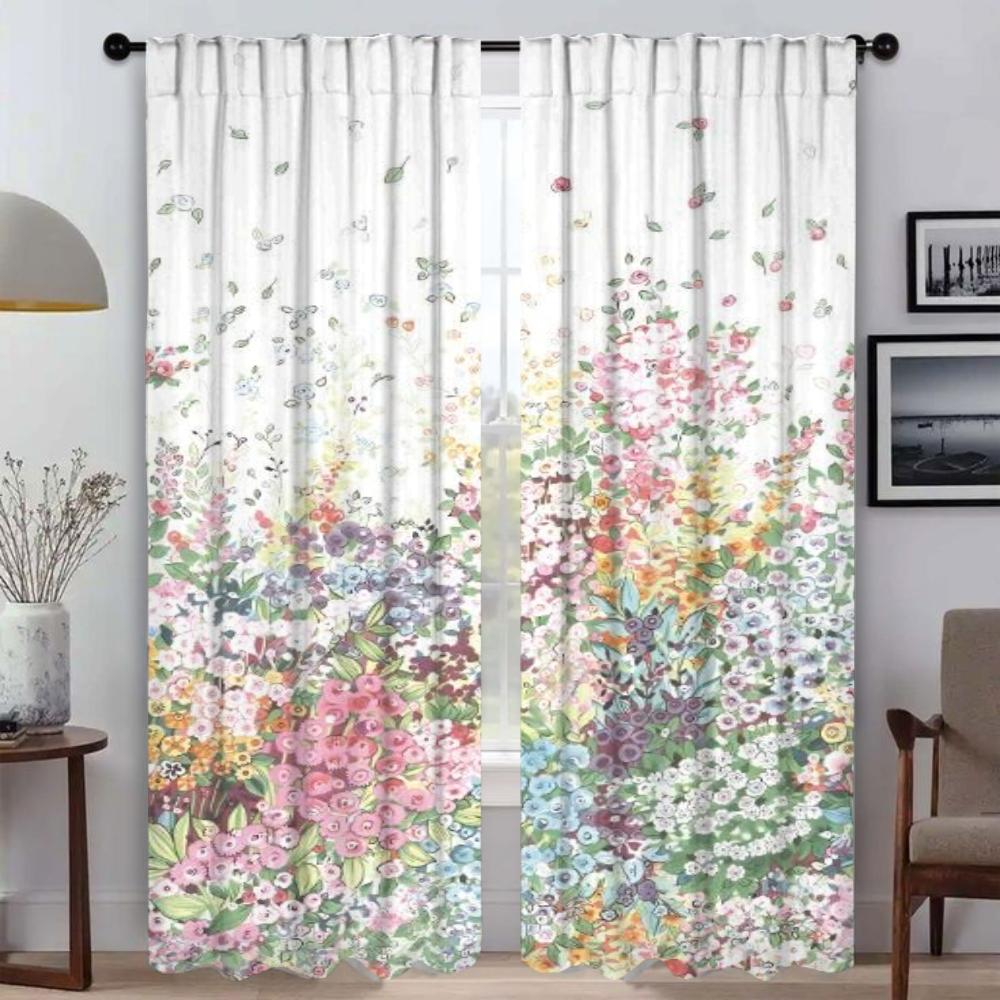 Цветы Домашний интерьер Шторы 2 шт. Гостиная Шторы Разделительные жалюзи Тюль для спальни Кухня Затемнение Элегантный Камера