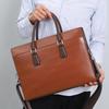 Men's Genuine Leather Anti-Theft Briefcase with Combination Lock
