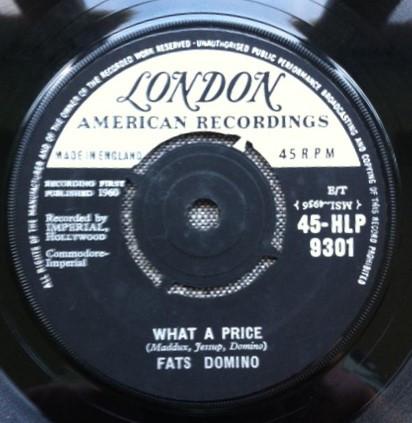 7inch Record FATS DOMINO - What A Price 45HLP9301 London Records, 1961 UK Rock Used