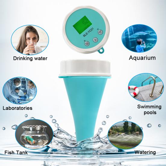 6-in-1 Smart Pool Water Tester Digital Display IP67 Waterproof Bluetooth-compatible