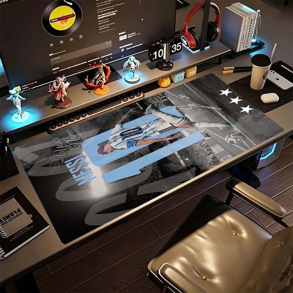 Football Messi Personalized Name Mouse Pad Desk Mouse Pad Computer Desk Mat Non-Slip Rubber Bottom Gaming Accessories Ideal Gift for Gamers