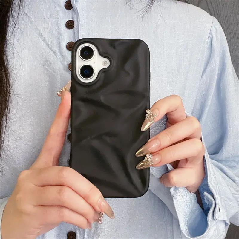 Чехол однотонный совместимый для IPhone 7Plus 16 13 15 11 14 12 Pro Max X XS XR Max 6 8 6s Plus SE 3D-чехол с неровной волной