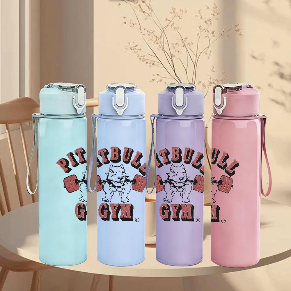 1PC Pitbull Dog Retro Text Graphic Print 750ml Portable Sports Water Bottle Leakproof Gym Outdoor Travel Drink Cup