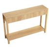 120 cm Console Table, Farmhouse Desk Behind the Couch with Drawers and Bottom Storage Shelf, Wooden Rectangle Entrance Narrow Sofa Table for Hallway,