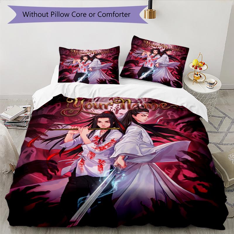 3pcs Custom Name Epic Fantasy Printed Bedding Set Duvet Cover Closure Includes 1 Duvet Cover & 2 Pillowcases, Soft and Comfortable for All Seasons.