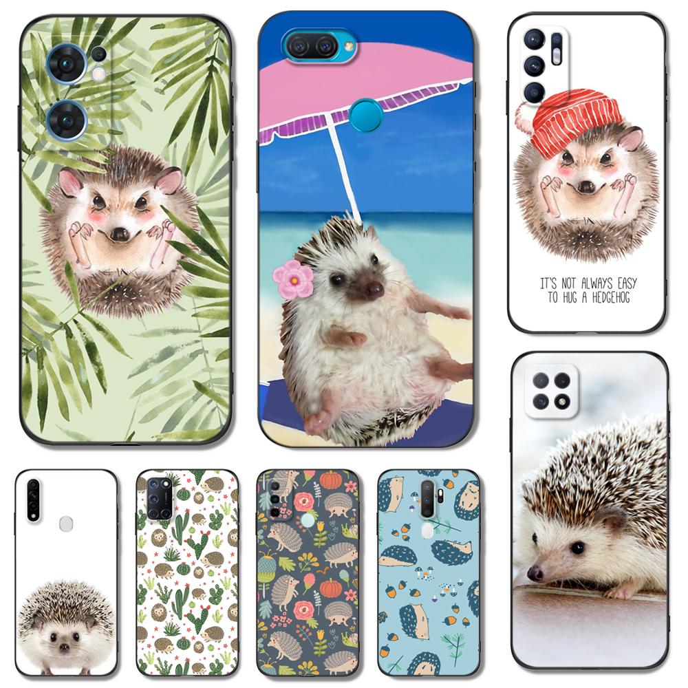 Черный чехол из ТПУ для OPPO A32 A33 A53 A53S A54 A55 A73 A74 A76 A77 A91 A94 A95 A93S A92S 4G 5G Hedgehog