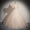 Champagne evening dress summer new elegant bubble sleeve princess dress tutu skirt bar mitzvah student art exam dress