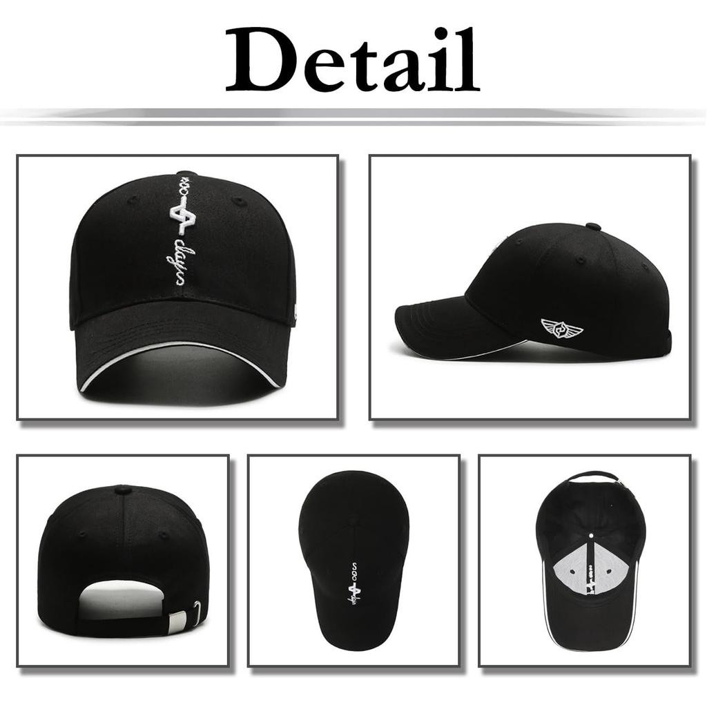 Baseball CA777 [White Fang] Hat, Cap, Logo, Emblem, Brim, Cap, Stylish, Fashionable, Cool, Men's (Black)