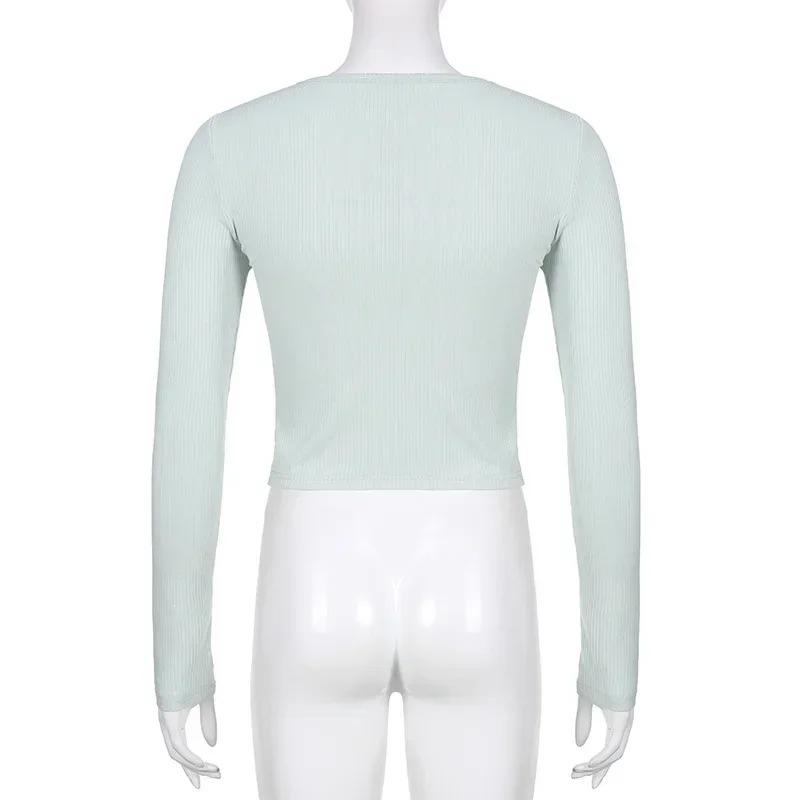 Y2K Lace Trim Patchwork Button Knitted Crop Top Cute Long Sleeve V Neck T-Shirt Korean Chic Harajuku Pullovers Autumn Winter New