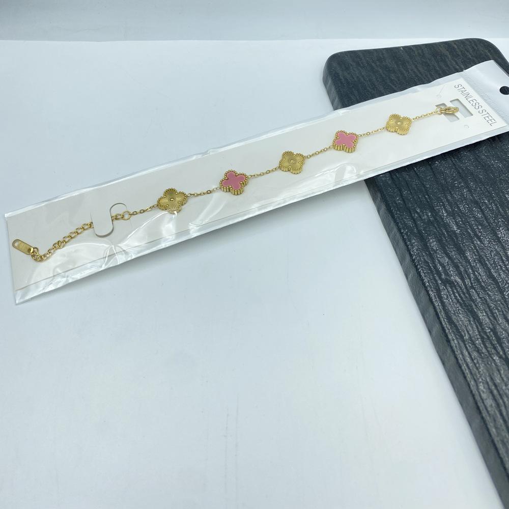 Браслет 'Четырехлистный клевер' 13 мм Титановая сталь Четырехлистный клевер Двусторонний браслет Не теряет цвет Браслет из титановой стали