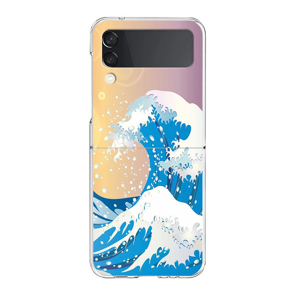 Чехол для телефона Samsung Z Flip 3 5G Z Flip 4 ZFlip5 ZFlip3 'Большая волна в Канагаве', Прозрачный Жесткий Корпус, Складной Чехол Galaxy
