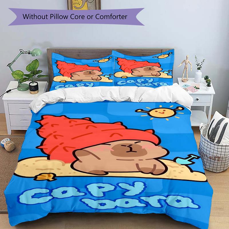 3pcs Capybara, Beach Duvet Cover Set, Soft Comfortable Duvet Cover,Guest Room (1*Duvet Cover + 2*Pillowcase, Without Core) yy251104142