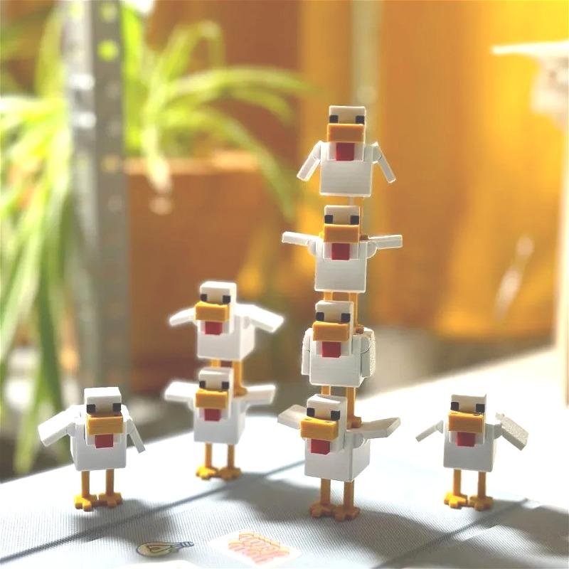 3D Печатные Очаровательные Игрушки Лиса Курица Подвижная Модель Поделки Украшения Домашний Настольный Декор Фигурки Статуэтки Подарки