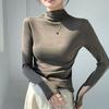 Half High Collar Base Shirt for Women Pullover Autumn Winter Warm Long Sleeved T-shirt Slim Fit Solid Color Top