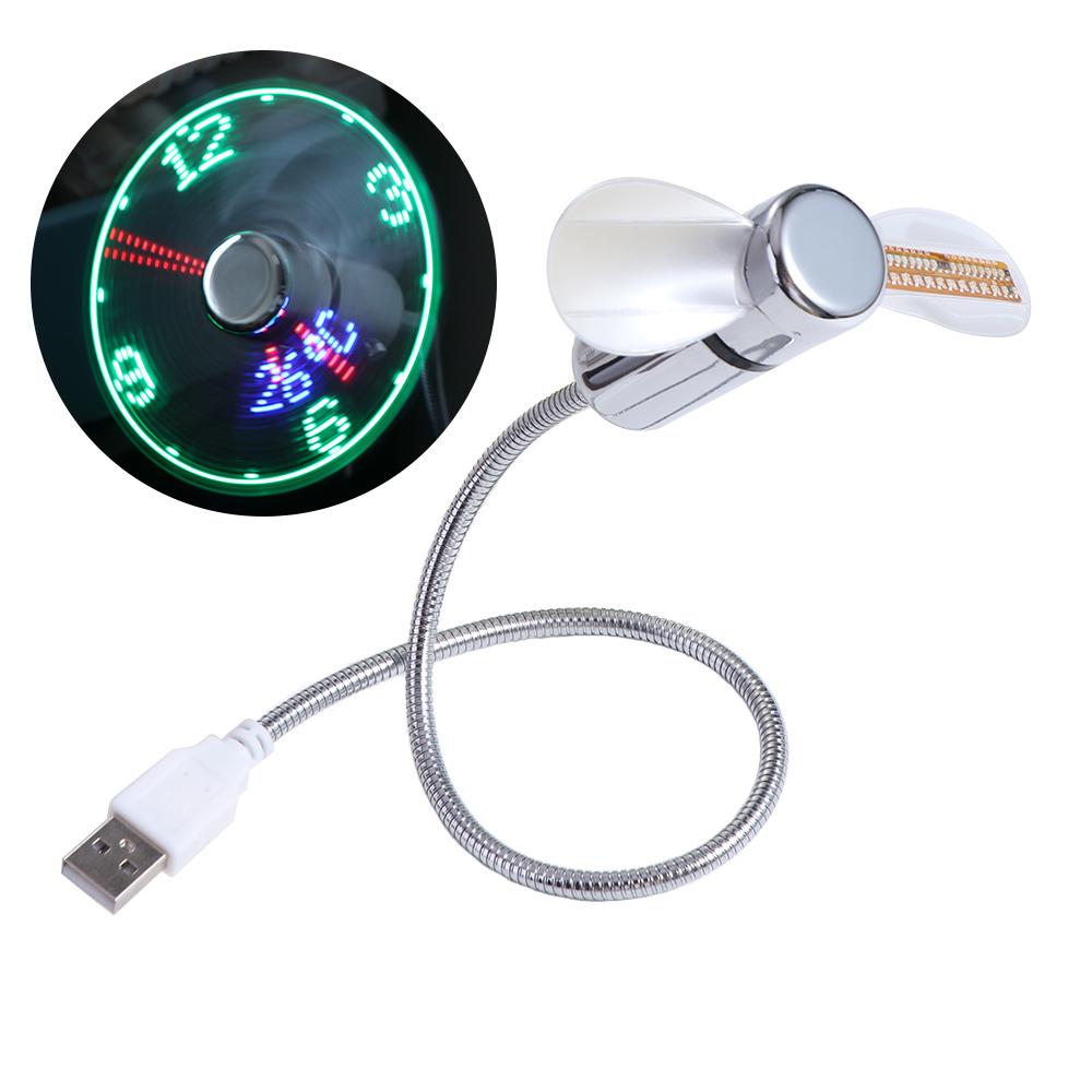 Регулируемый светодиодный вентилятор-часы на гибкой ножке, USB-вентилятор-часы, ручные часы, классный вентилятор, для ПК, ноутбука
