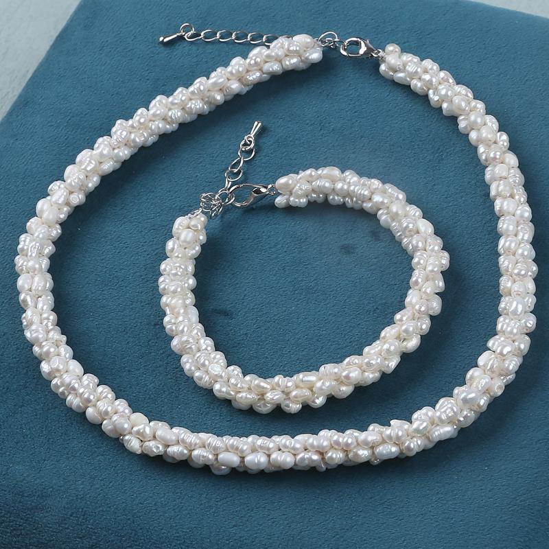 3-3.5mm Rice Shape Handmade Freshwater Pearl Beads Women Jewelry Set