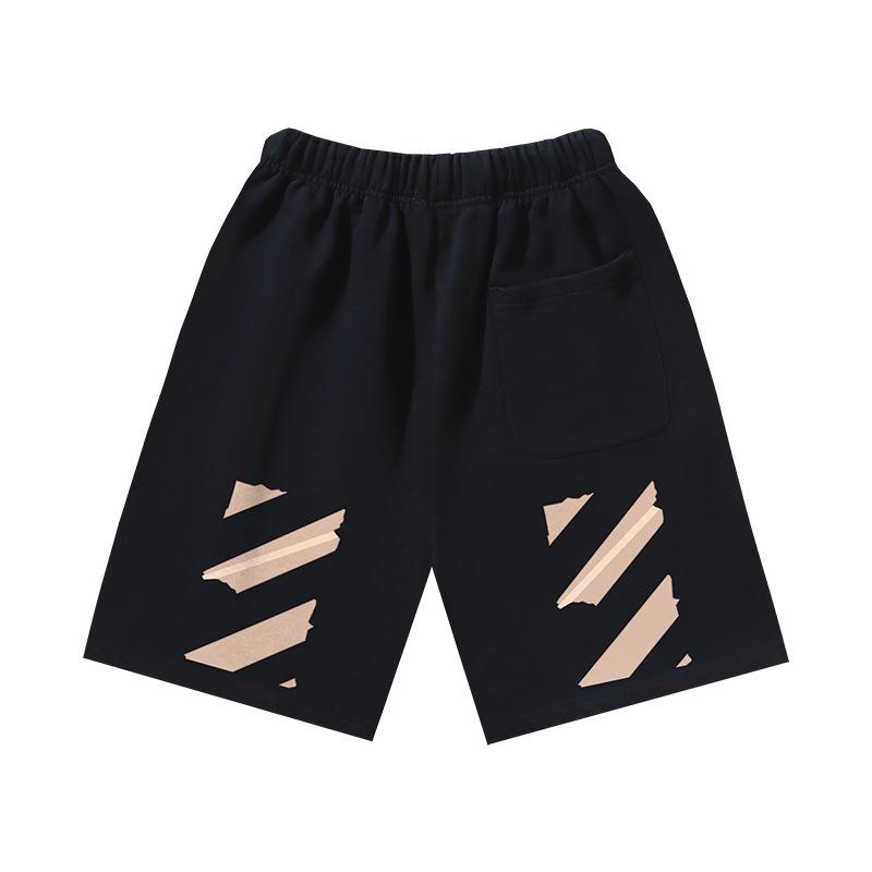 1019 Off-White 2026 Spring/Summer New OW Tape Slant Stripe Pattern Printed Men's and Women's Casual Loose Shorts