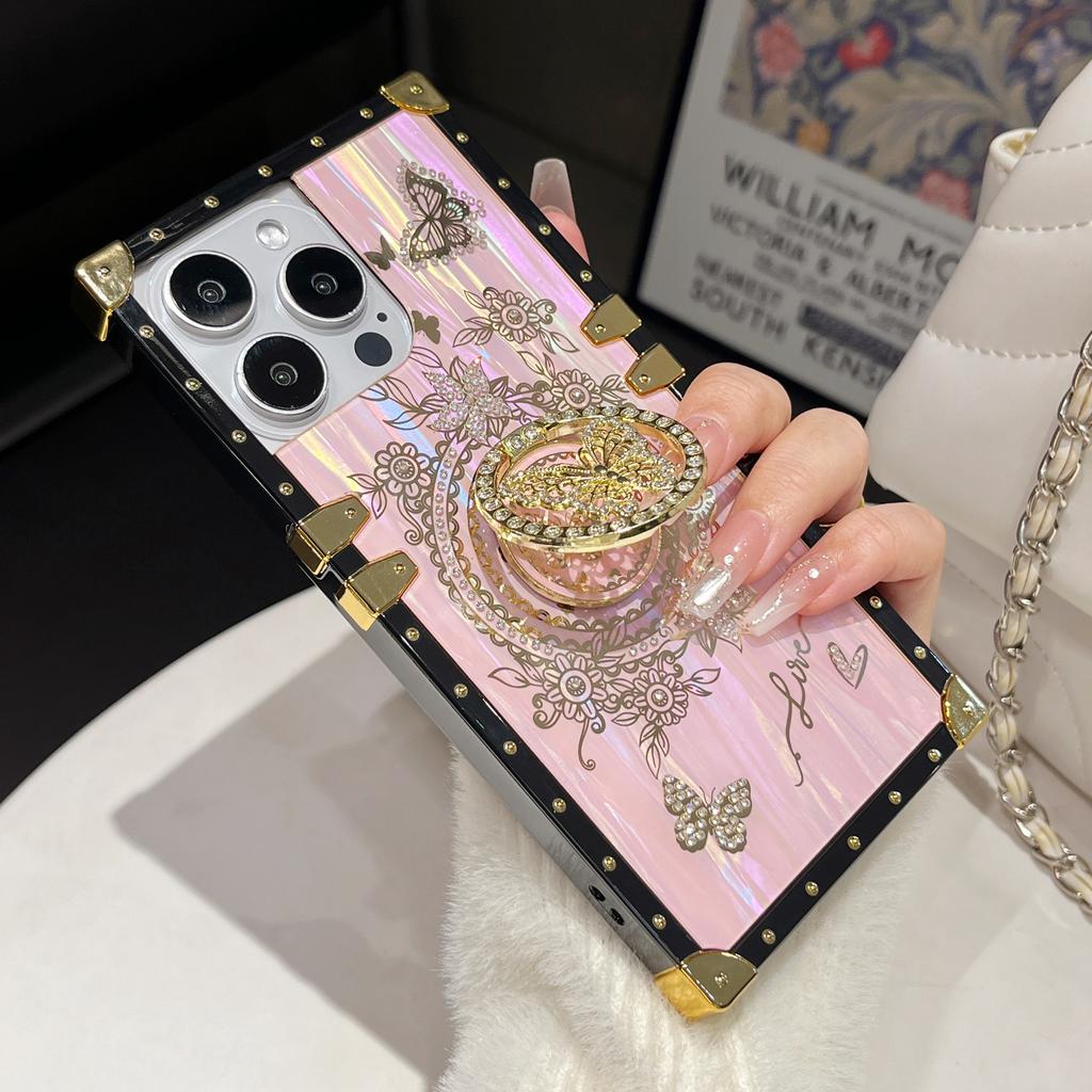 For iPhone 16 Pro Cases Rhinestone Decor Butterfly Pattern TPU+PC Phone Cover