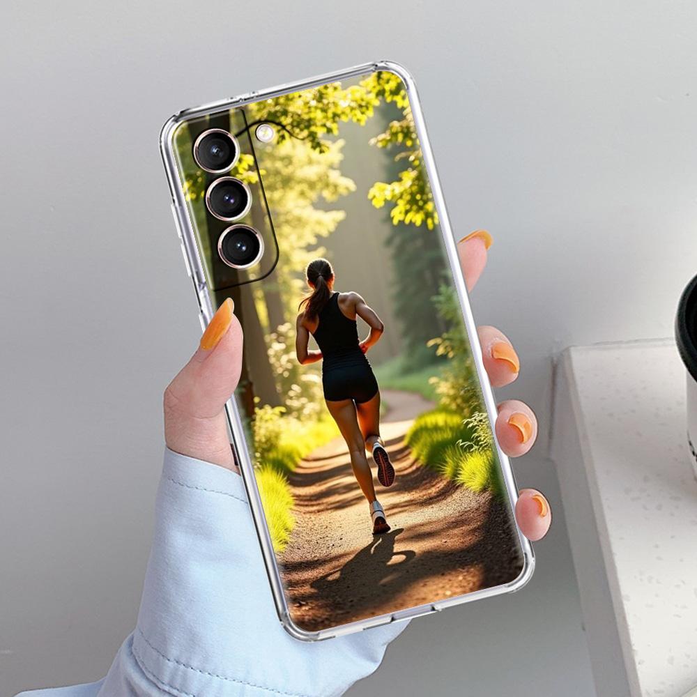 Чехол для телефона Samsung Galaxy S26 S25 S24 S23 S22 Ultra S20 S21 FE 5G Plus Мягкий прозрачный чехол Бег марафон Бег