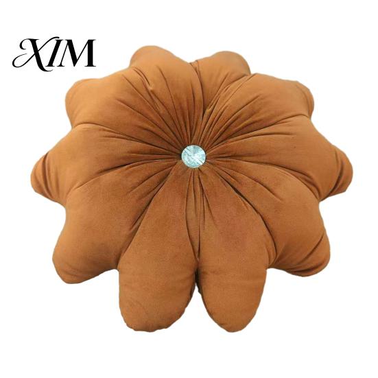 Decorative Pillows for Birthday Gifts Flower Throw Pillow, 18 Inch Floral Cushion, Velvet Round Cushion Chair Pillow with Rhinestone Accent Sofa Couch