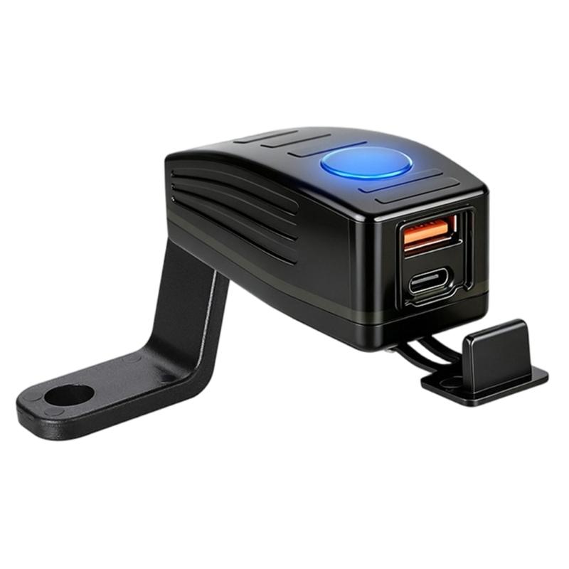 Мотоциклетная USB-розетка 12 В 24 В Type C и USB A, с жестким подключением, двухпортовая розетка для ежедневных поездок, поддержка устройств