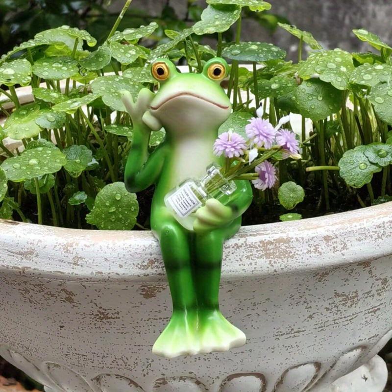 1Pcs Gardening Courtyard Bonsai Ornaments Decorative Crafts Cute Cartoon Sitting Down Frog Pot Resin Garden Home Decorations New