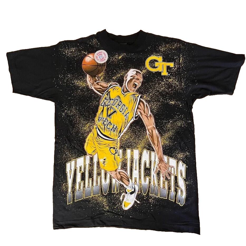 Georgia Tech Yellowjackets Винтажная 90-х American Thunder Мужская L Баскетбольная Рубашка