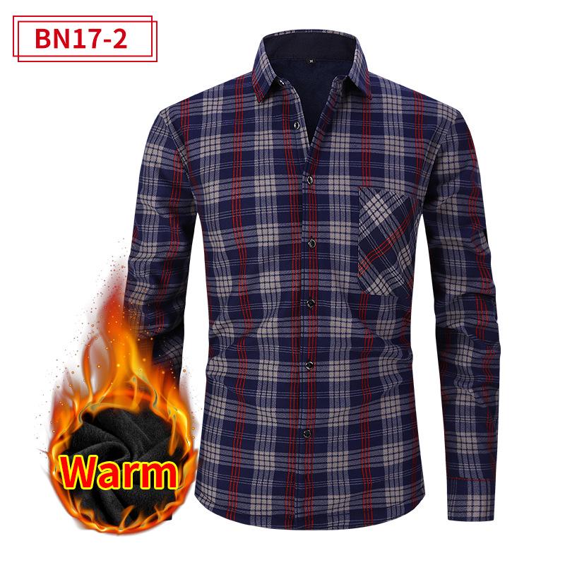 Мужская европейская и американская рубашка Plus Velvet Thick warm с длинным рукавом: Осень зима