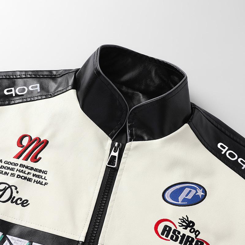 Leather Jacket Jacket Men's Korean Version New Splicing Men's Jacket Stand-up Collar Pu Leather Jacket Locomotive Jacket Leather Jacket Jacket