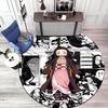 Classic Japanese-style cartoon Demon Slayer round rug, home soft decorative anti-slip yoga mat and chair mat, outdoor floor mat carpet K18