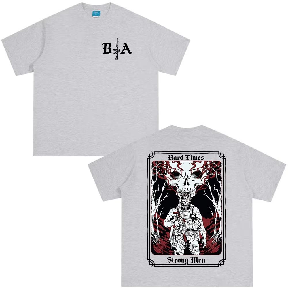 Hard Times Brothers in Arms Skeleton Printed Tshirt Unisex Women Clothing Summer Casual pure Cotton Short Sleeves T Shirts