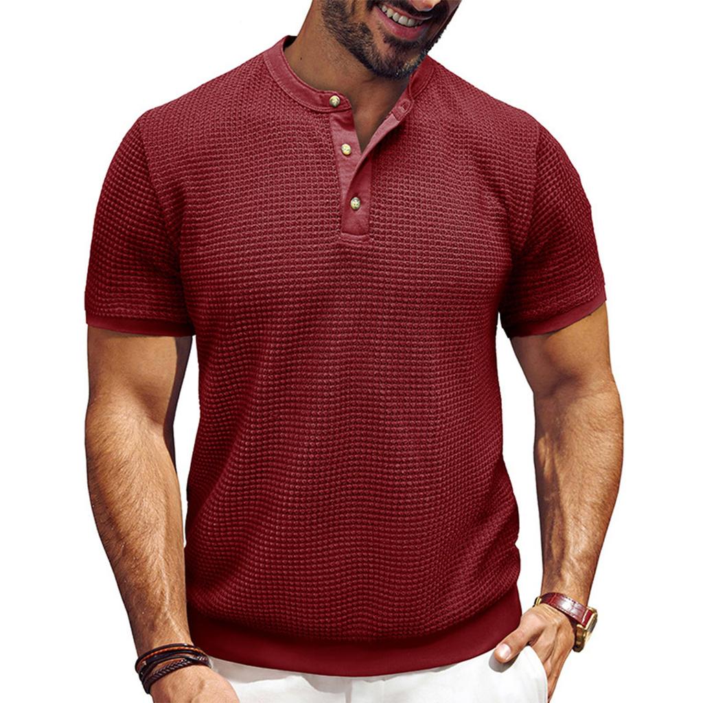 Men's Short Sleeved Textured Knitted Shirt T-shirt Pullover